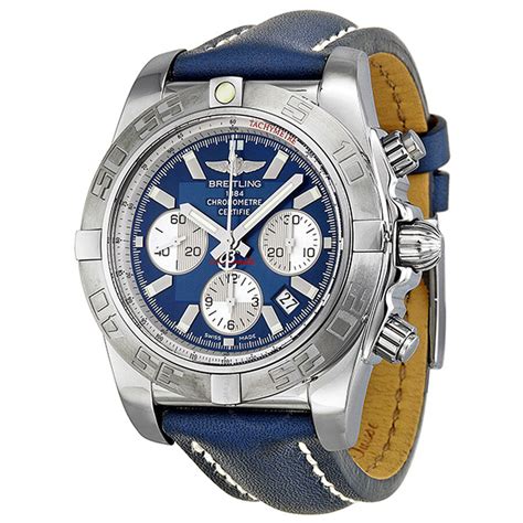 breitling blue dial leather